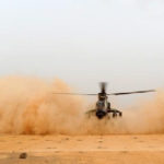 Helicopter landing mats in desert
