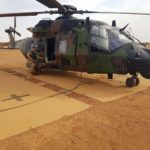 Mobile helicopter landing pad in desert